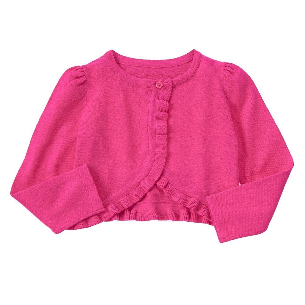 Gymboree Baby Girls 6-12 Mo Pink Ruffle Cardigan Sweater Long Sleeve